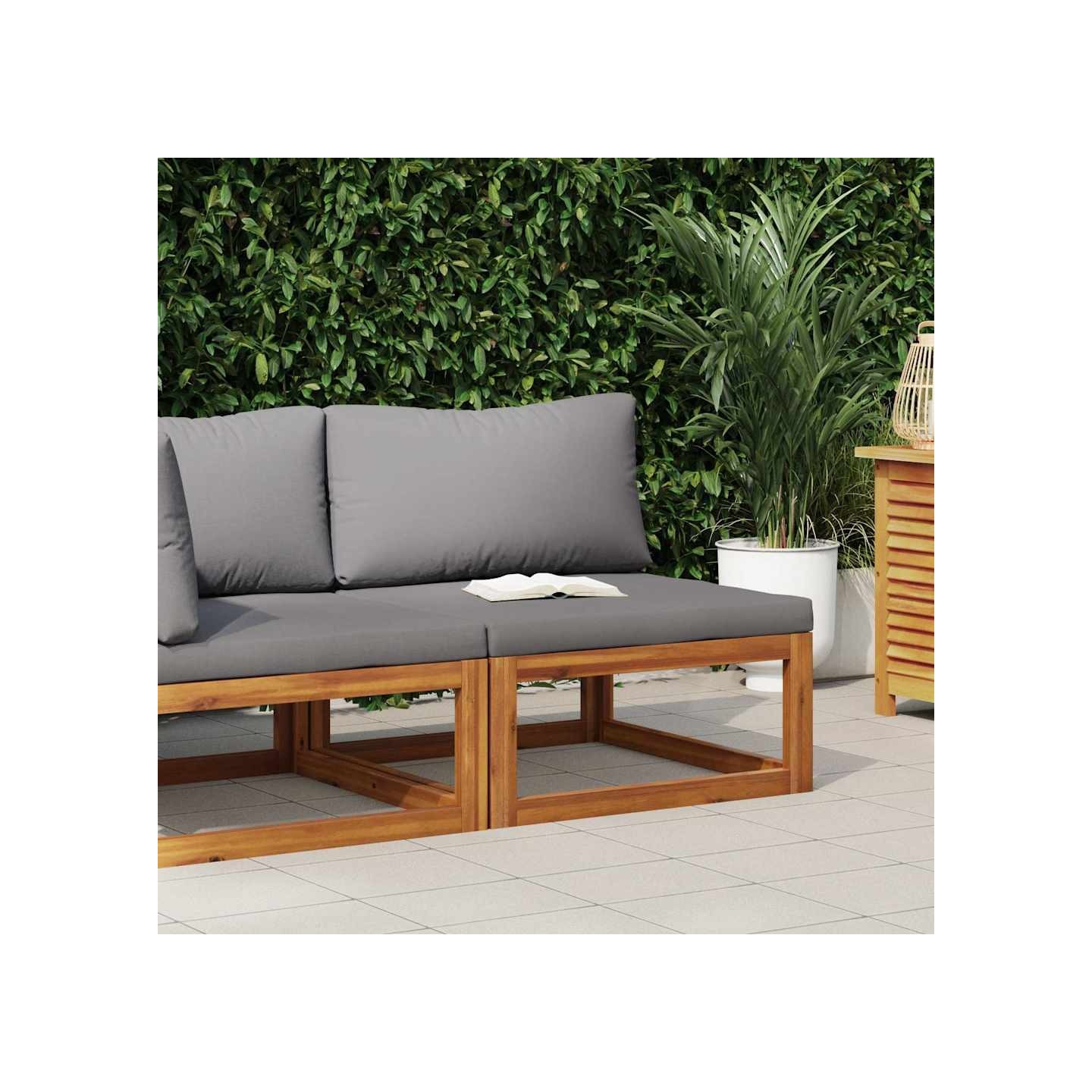 Canapé central sectionnel avec coussin gris foncé Bois d'acacia