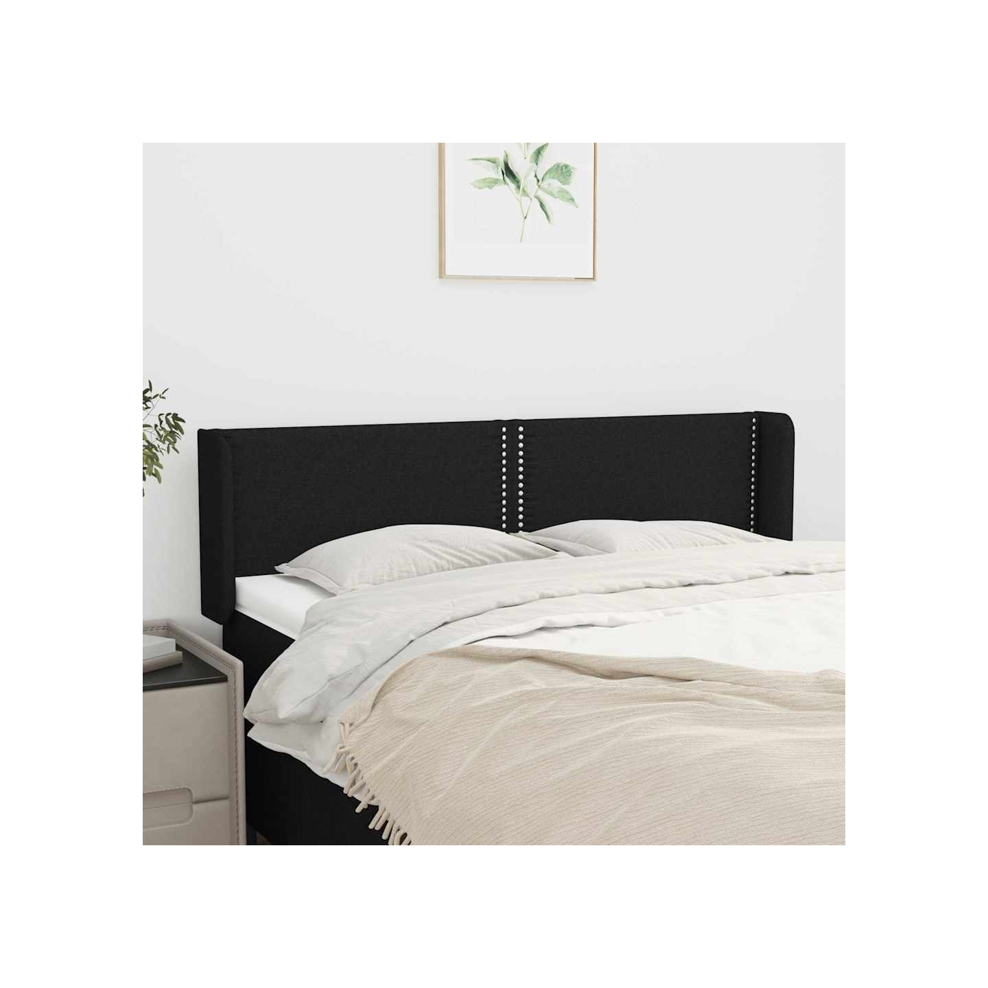 Tête de lit avec oreilles Noir 147x16x78/88 cm Tissu