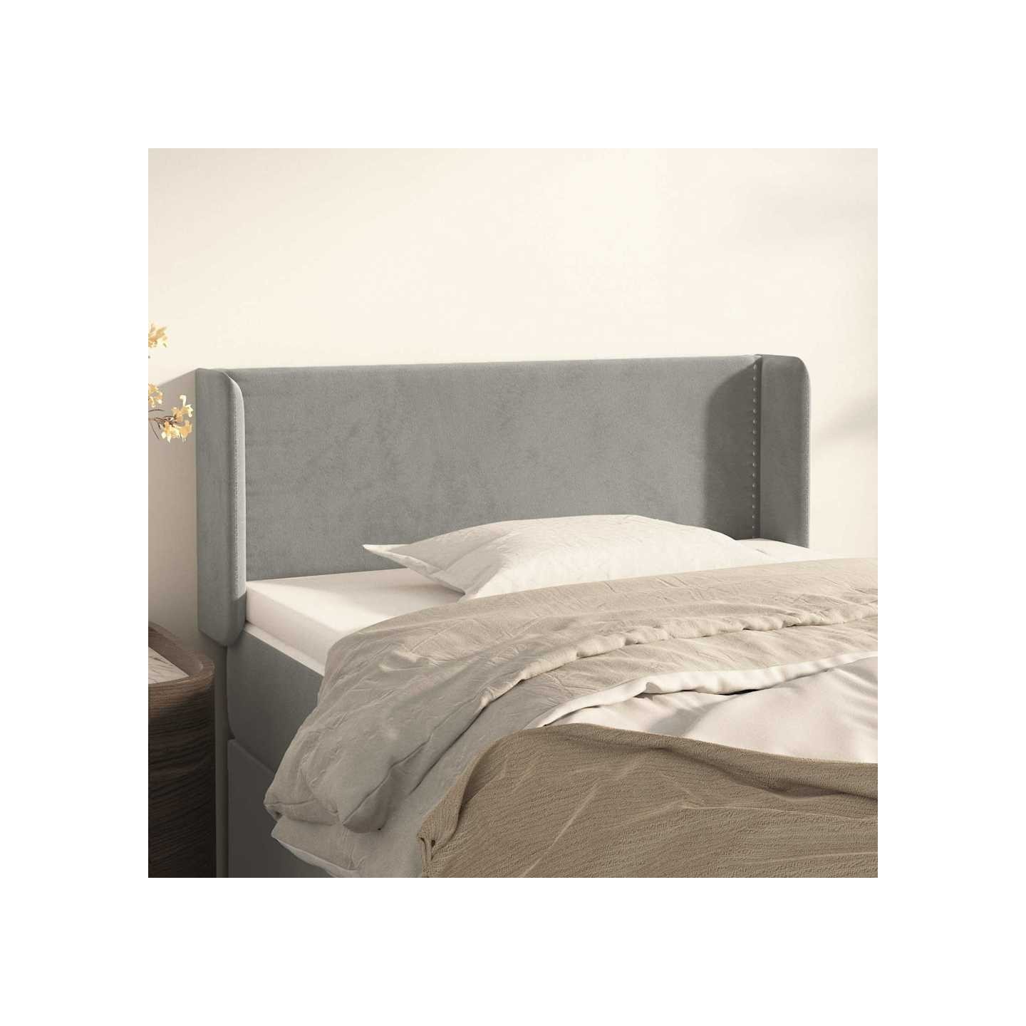 Tête de lit avec oreilles Gris clair 93x16x78/88 cm Velours