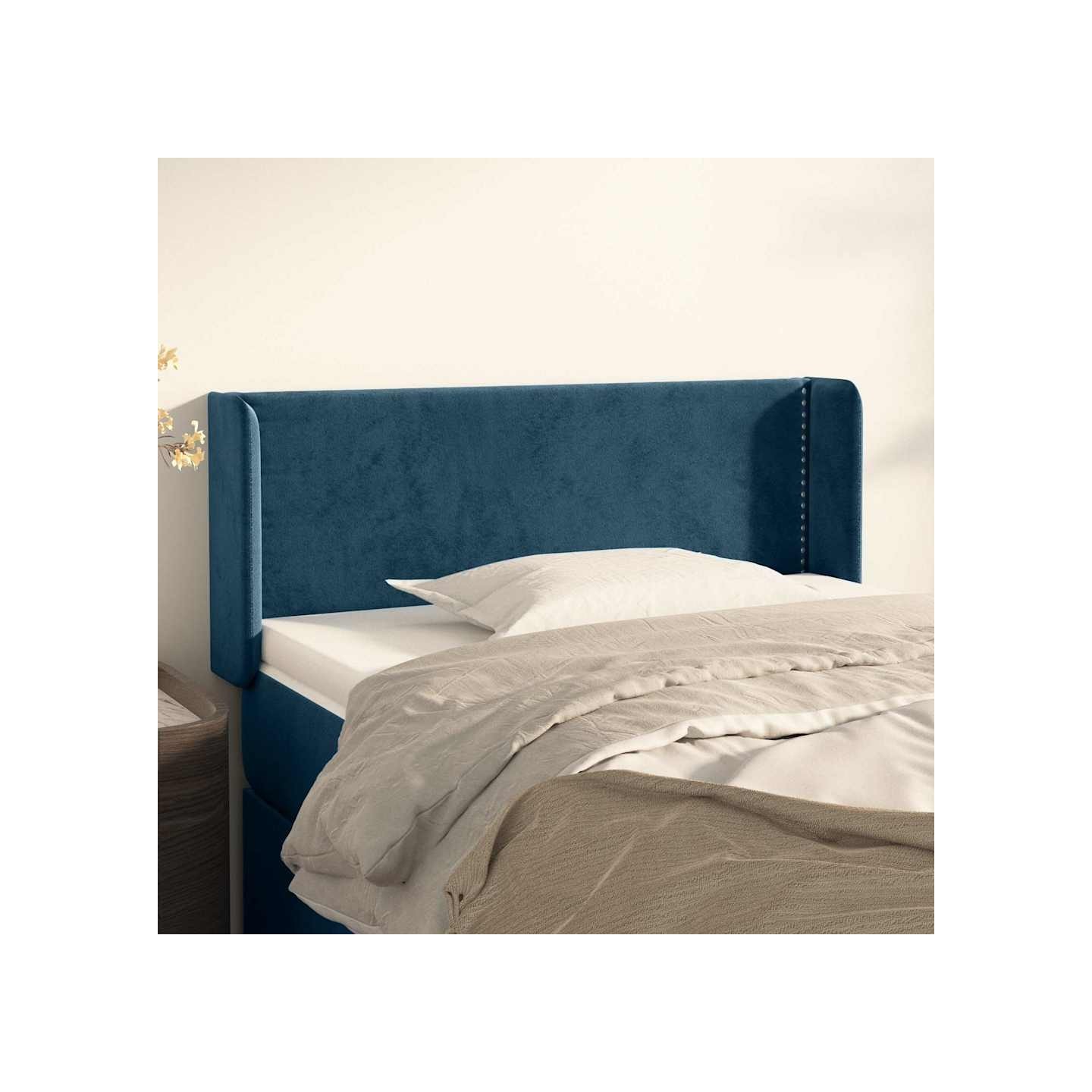 Tête de lit avec oreilles Bleu foncé 103x16x78/88 cm Velours
