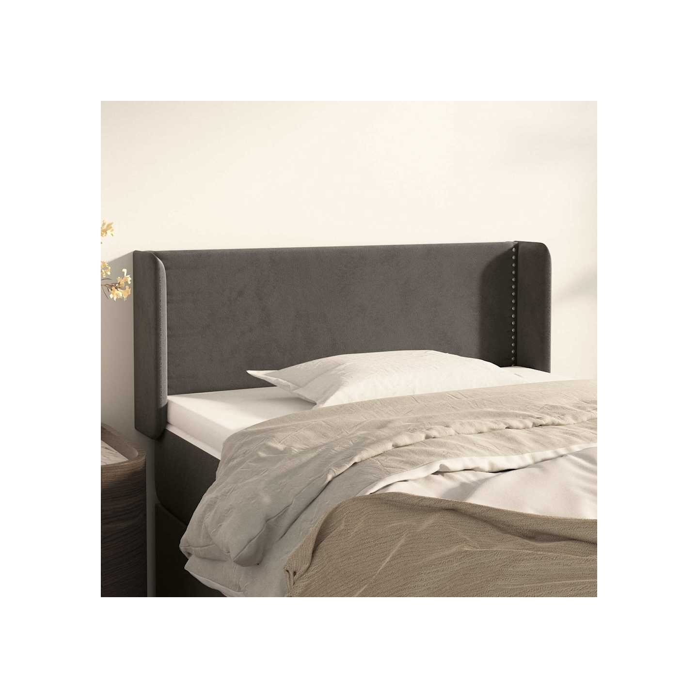 Tête de lit avec oreilles Gris foncé 93x16x78/88 cm Velours
