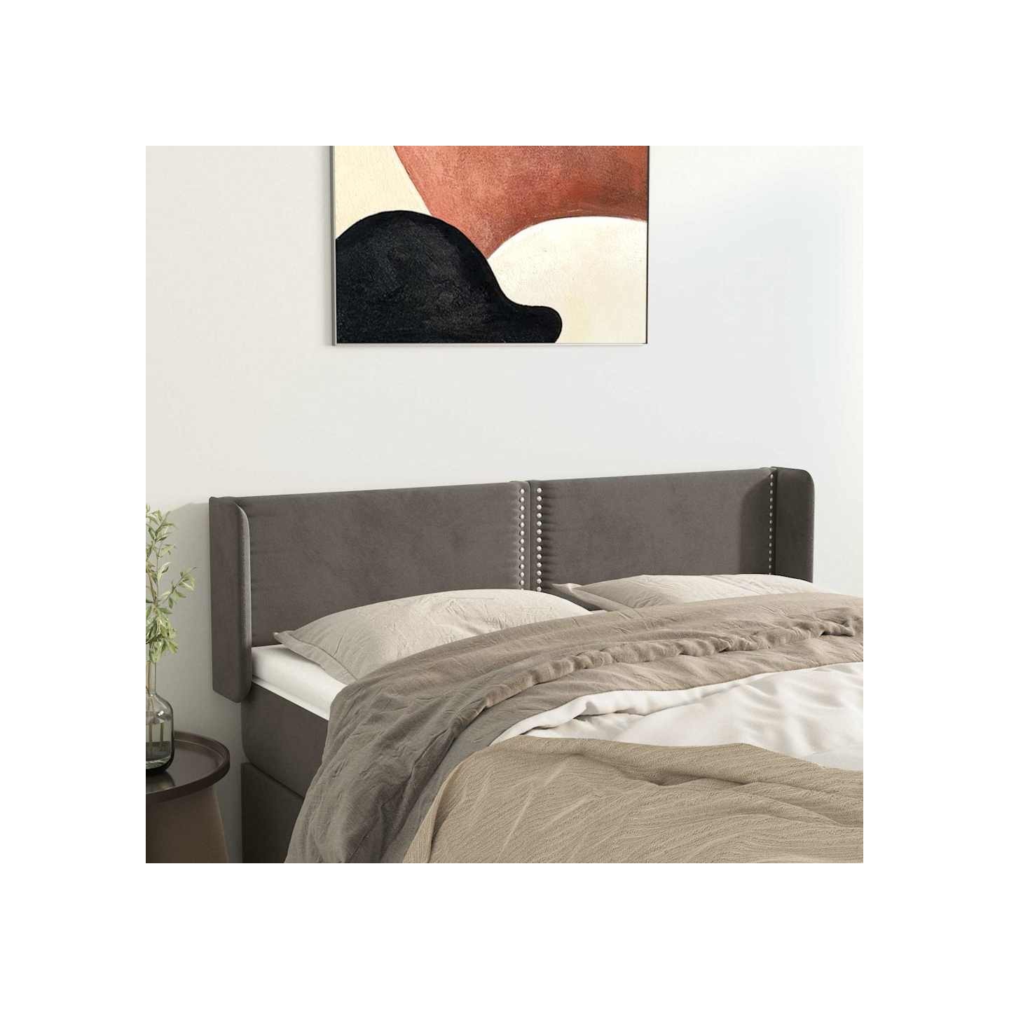 Tête de lit avec oreilles Gris foncé 147x16x78/88 cm Velours