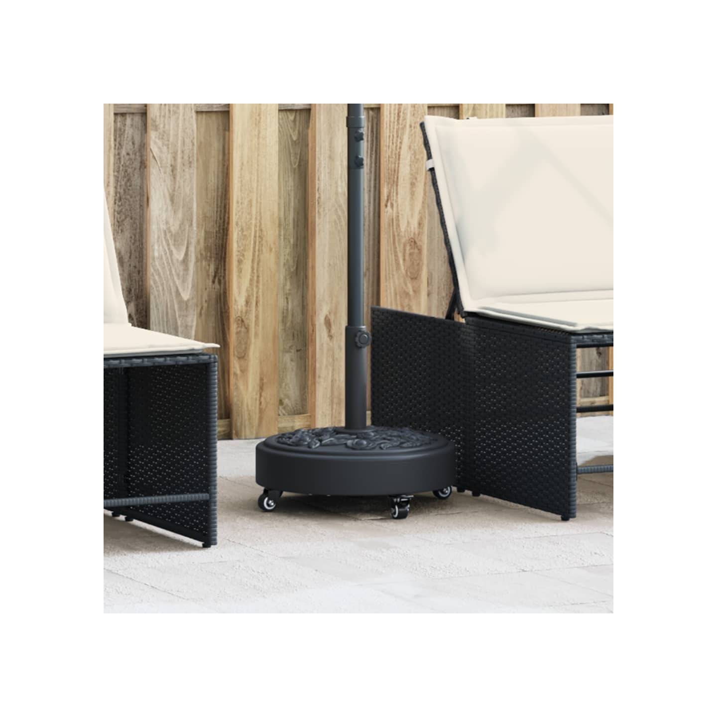 Base de parasol avec roues pour mâts Ø38 / 48 mm 27 kg rond