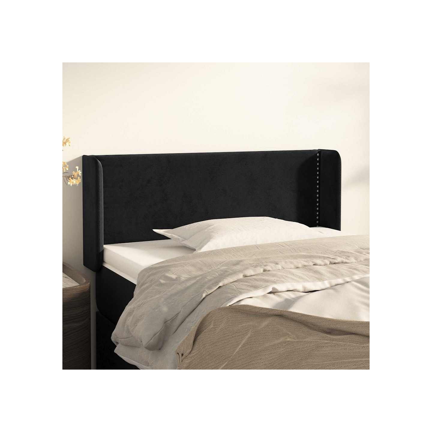 Tête de lit avec oreilles Noir 103x16x78/88 cm Velours