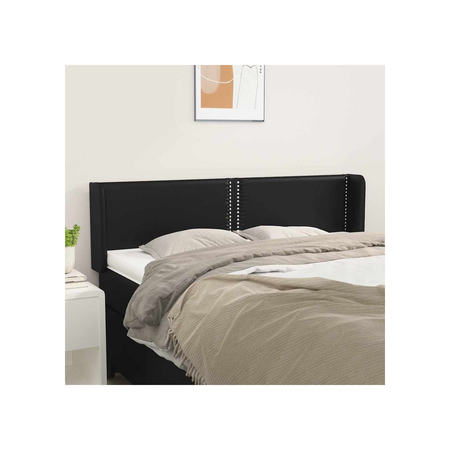 Tête de lit avec oreilles Noir 147x16x78/88 cm Similicuir