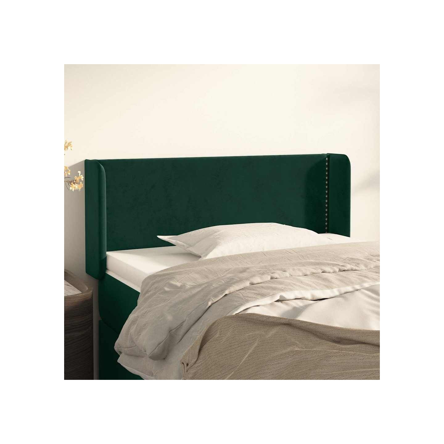 Tête de lit avec oreilles Vert foncé 103x16x78/88 cm Velours