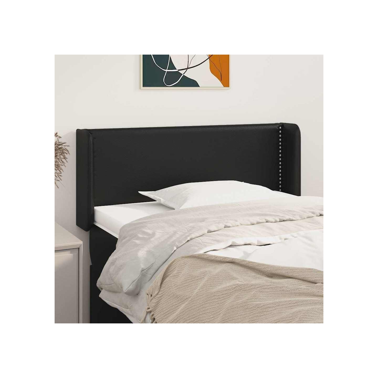 Tête de lit avec oreilles Noir 103x16x78/88 cm Similicuir