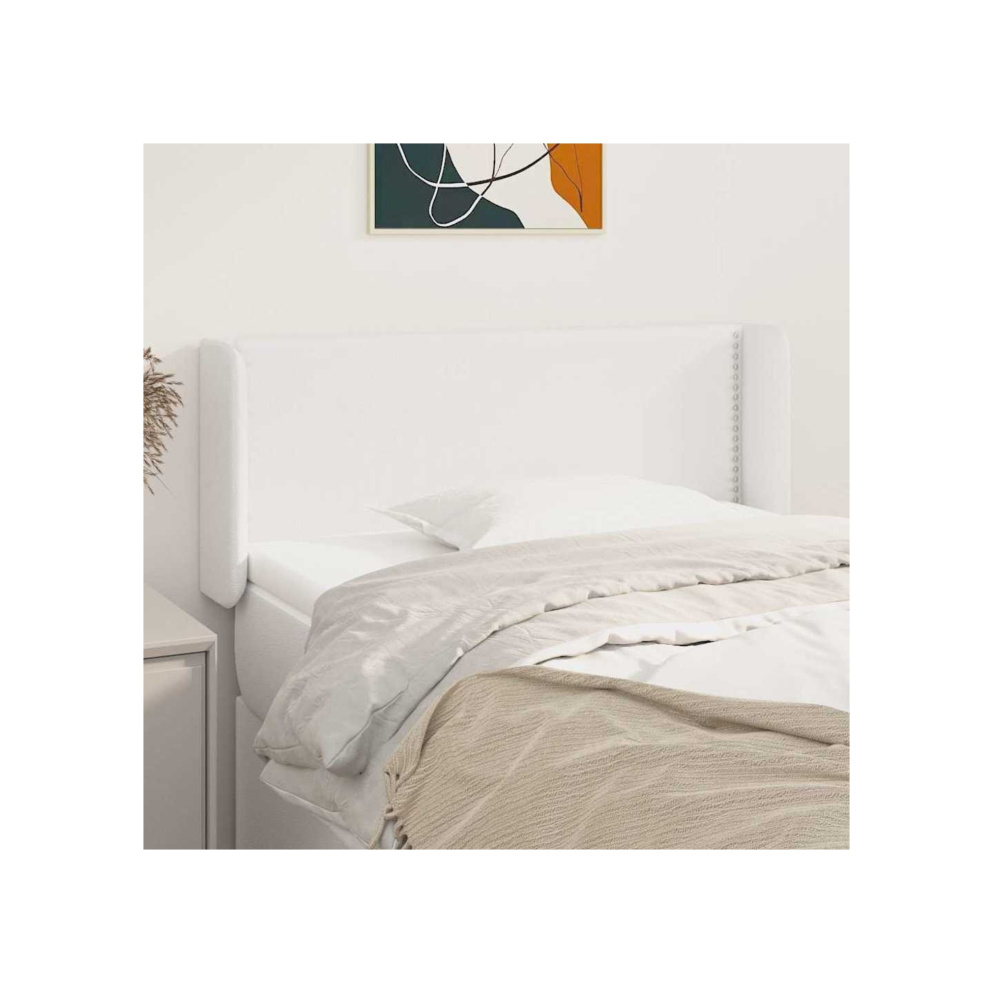 Tête de lit avec oreilles Blanc 103x16x78/88 cm Similicuir