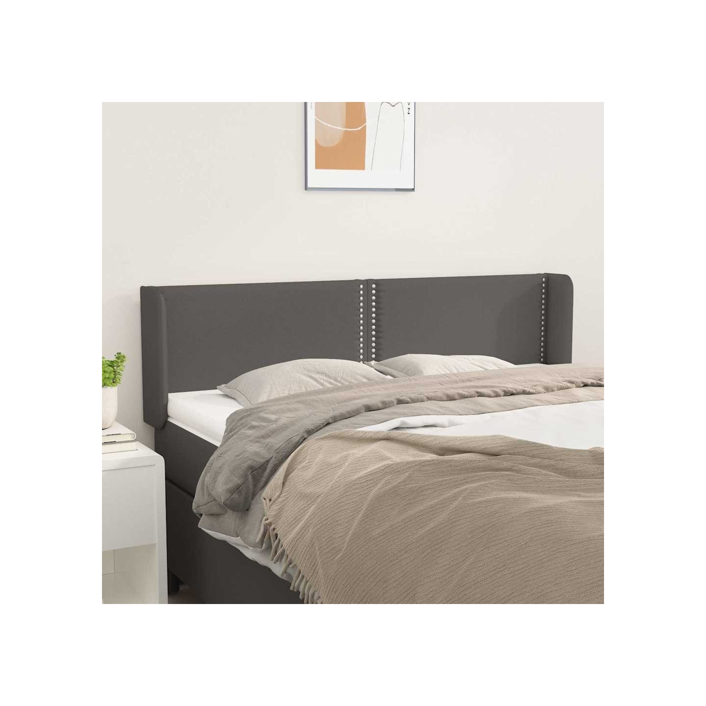Tête de lit avec oreilles Gris 147x16x78/88 cm Similicuir