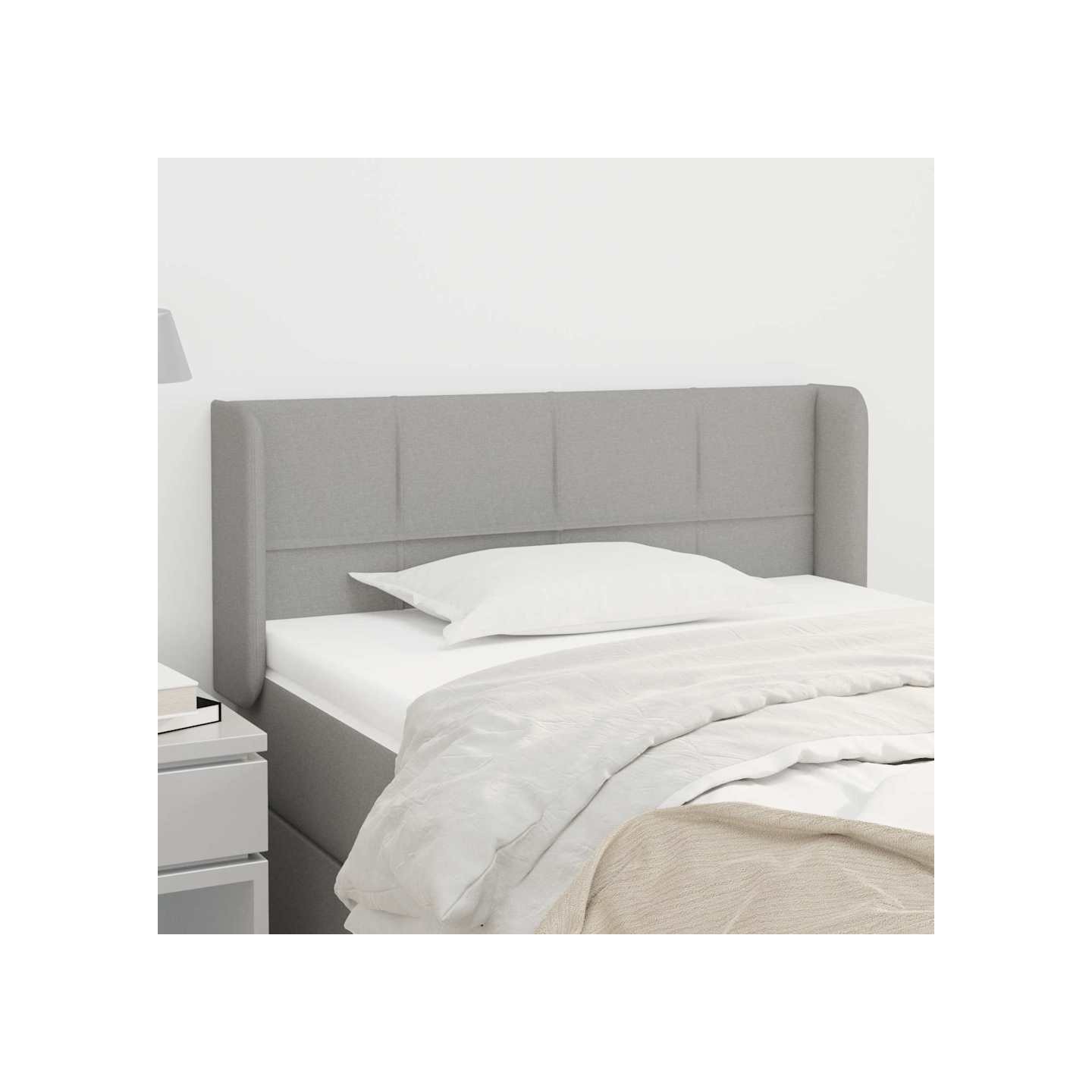 Tête de lit avec oreilles Gris clair 103x16x78/88 cm Tissu