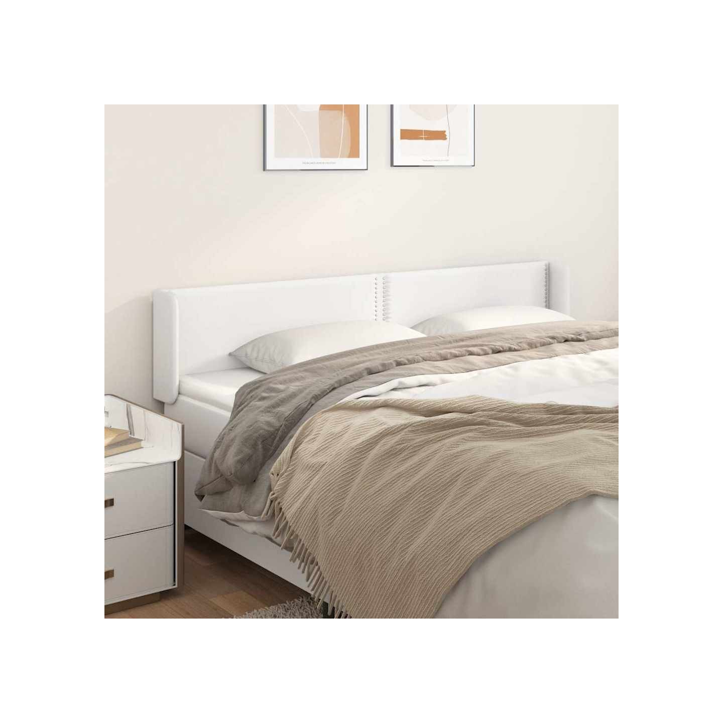 Tête de lit avec oreilles Blanc 203x16x78/88 cm Similicuir