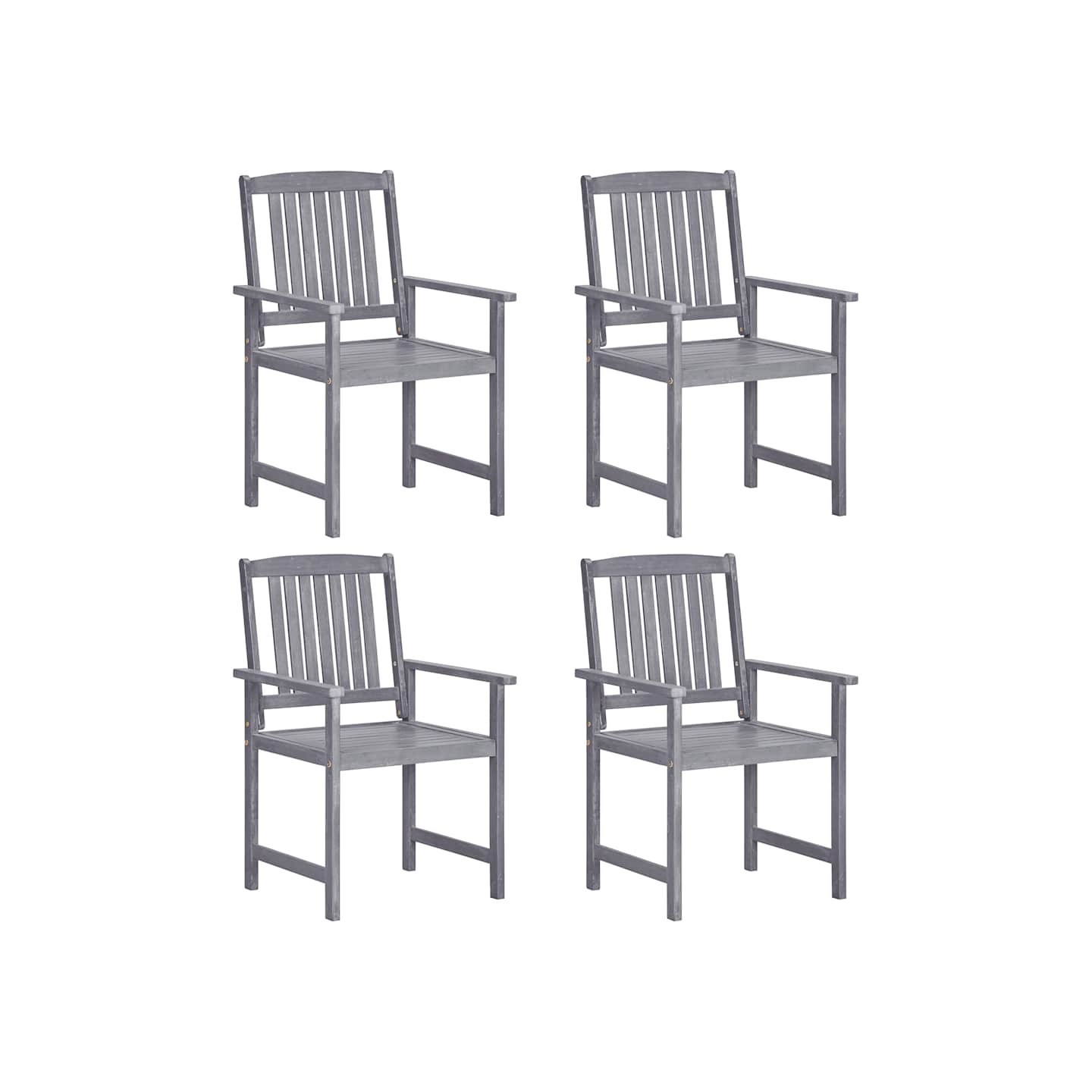 Chaises de jardin lot de 4 Bois massif d'acacia Gris