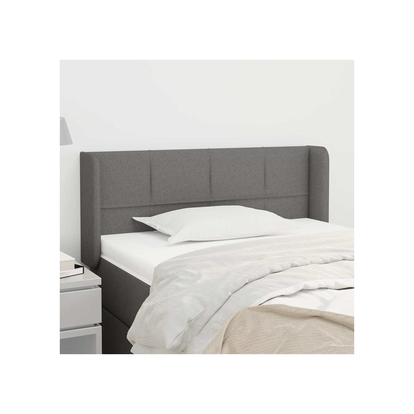 Tête de lit avec oreilles Gris foncé 103x16x78/88 cm Tissu