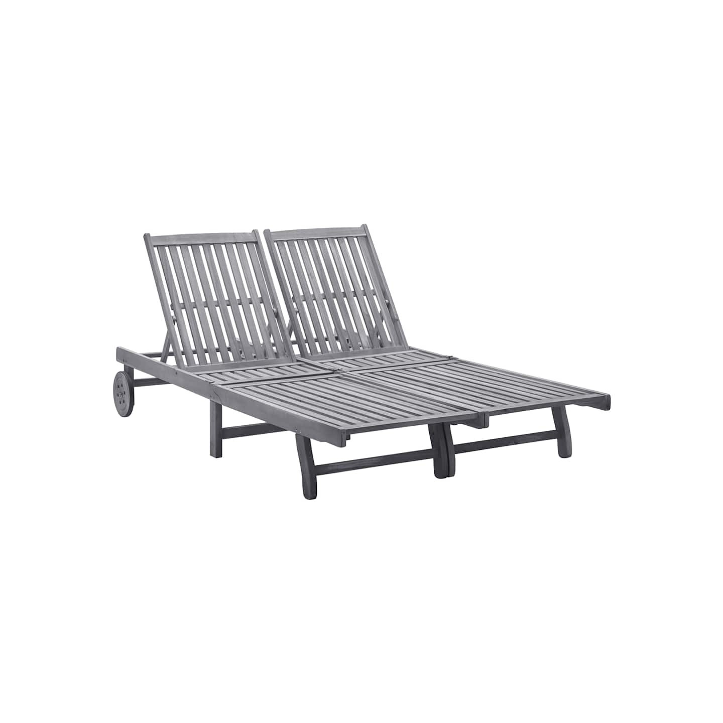 Chaise longue 2 places bois d'acacia massif