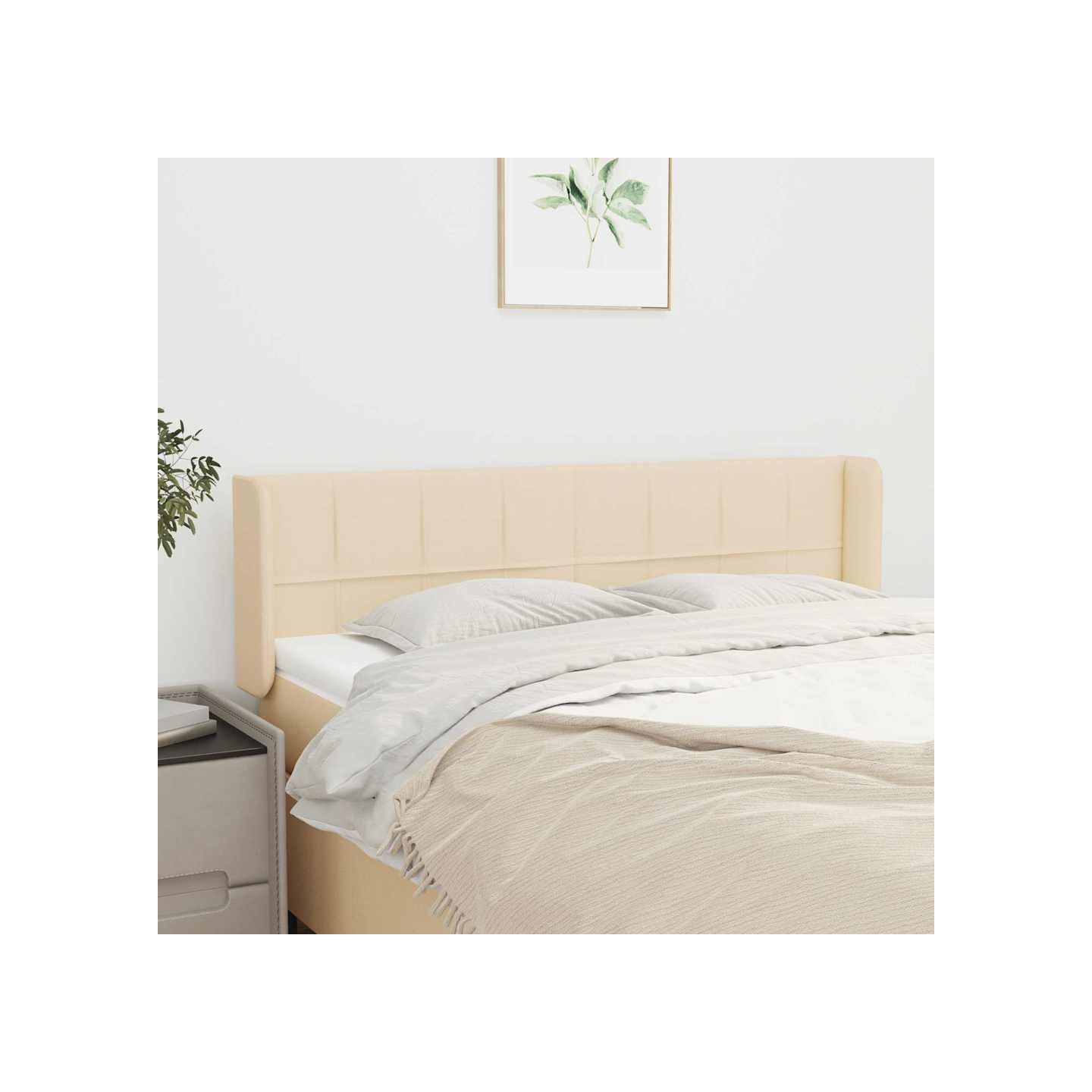 Tête de lit avec oreilles Crème 147x16x78/88 cm Tissu