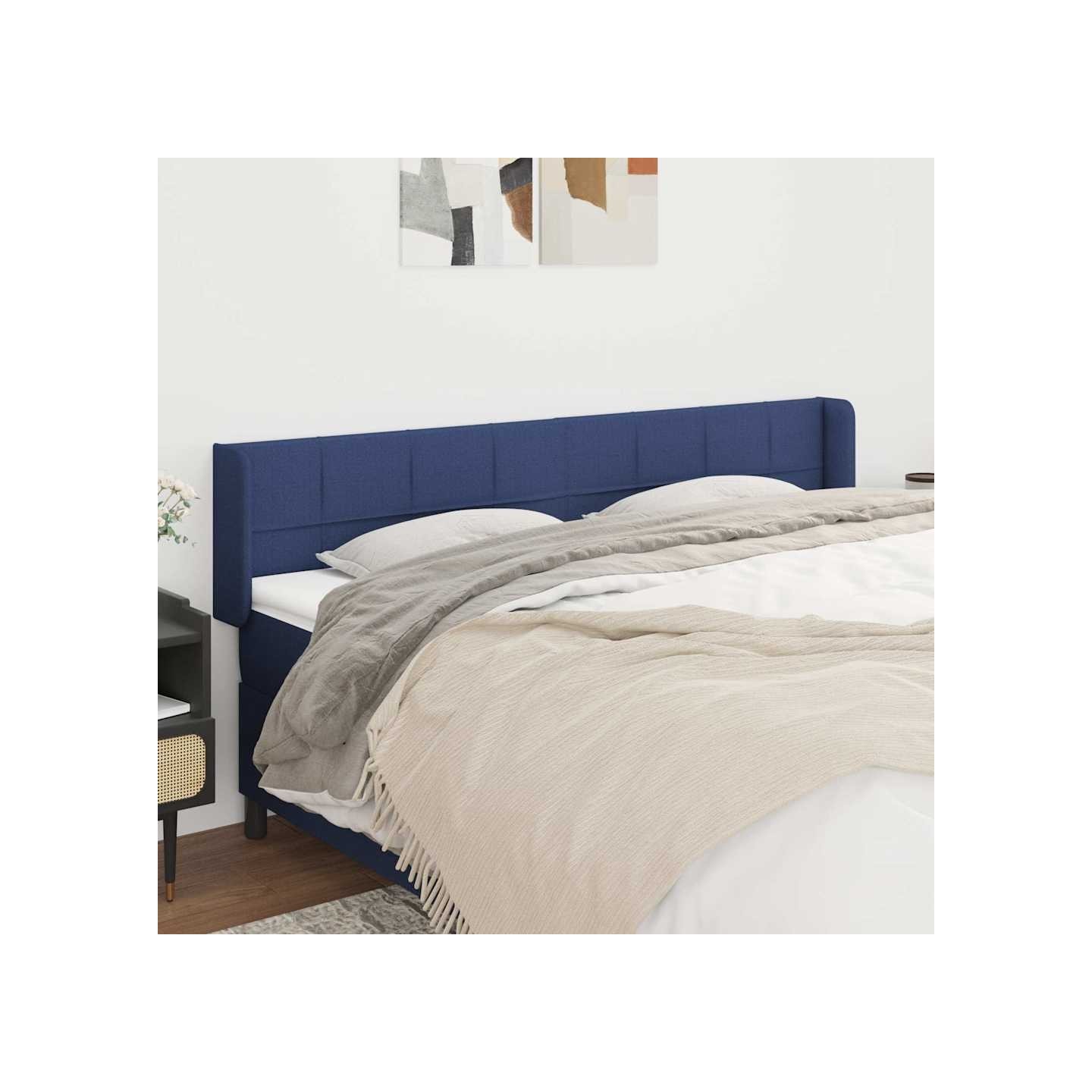 Tête de lit avec oreilles Bleu 203x16x78/88 cm Tissu
