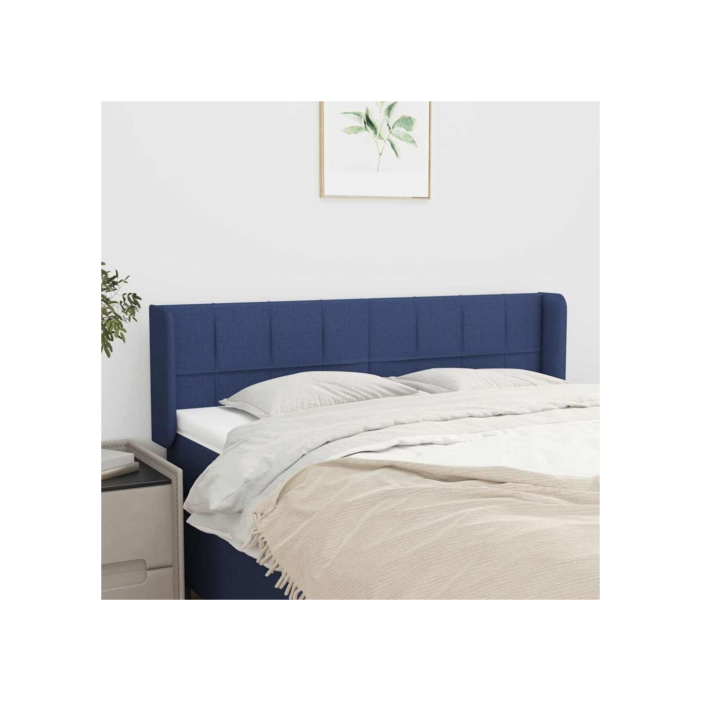 Tête de lit avec oreilles Bleu 147x16x78/88 cm Tissu