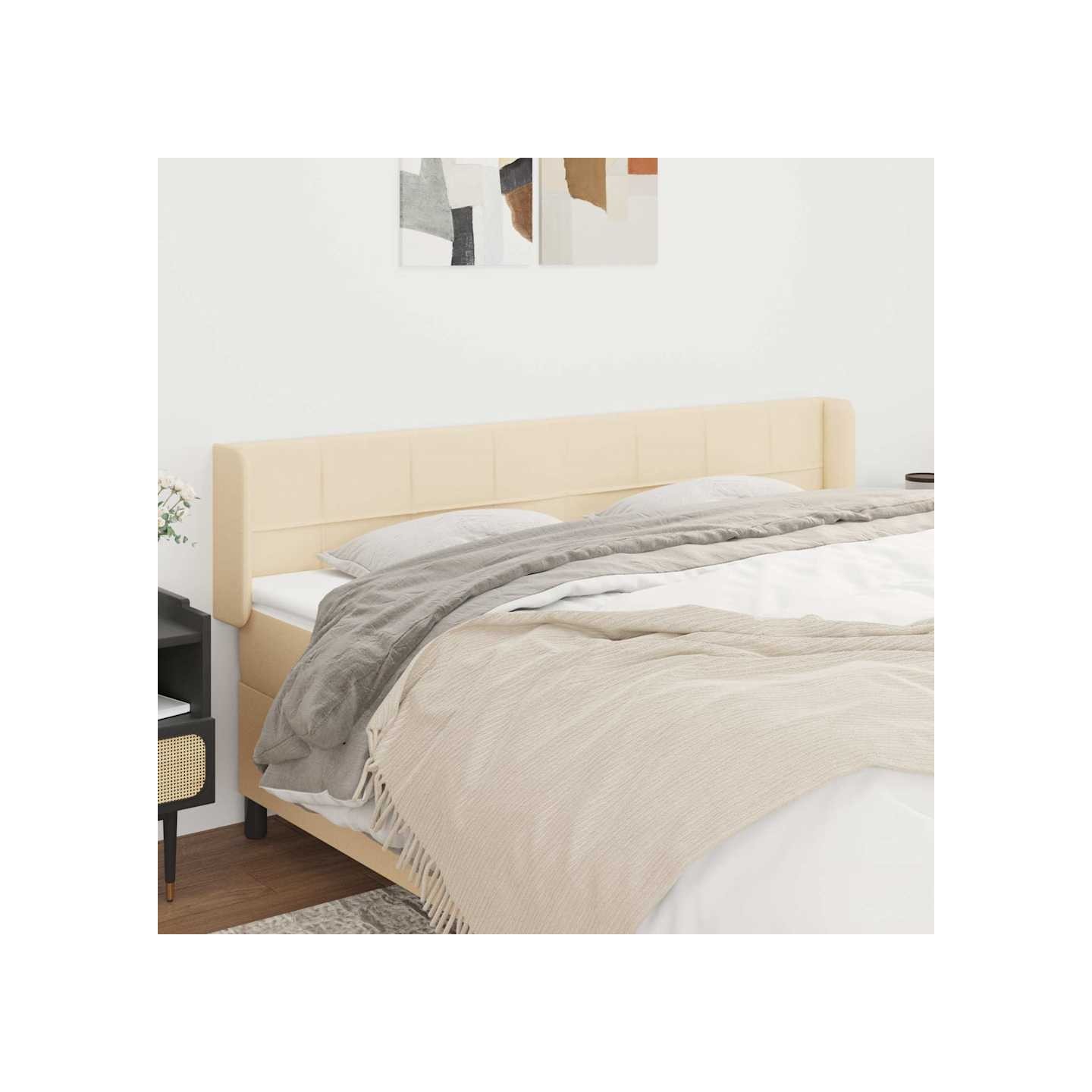 Tête de lit avec oreilles Crème 163x16x78/88 cm Tissu