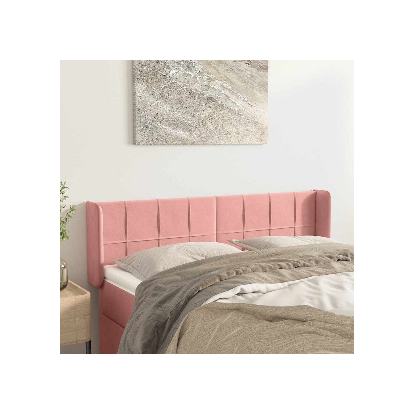 Tête de lit avec oreilles Rose 147x16x78/88 cm Velours