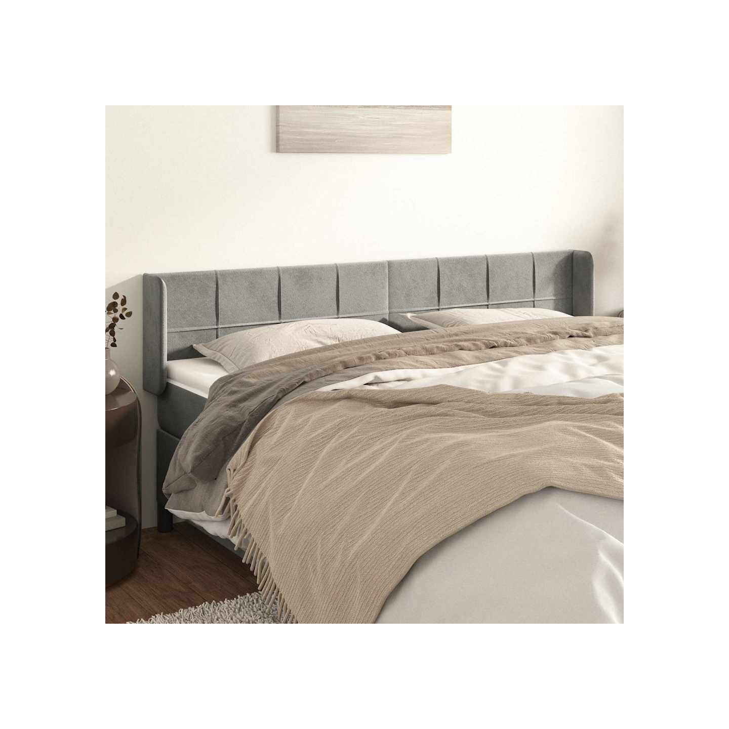 Tête de lit avec oreilles Gris clair 163x16x78/88 cm Velours