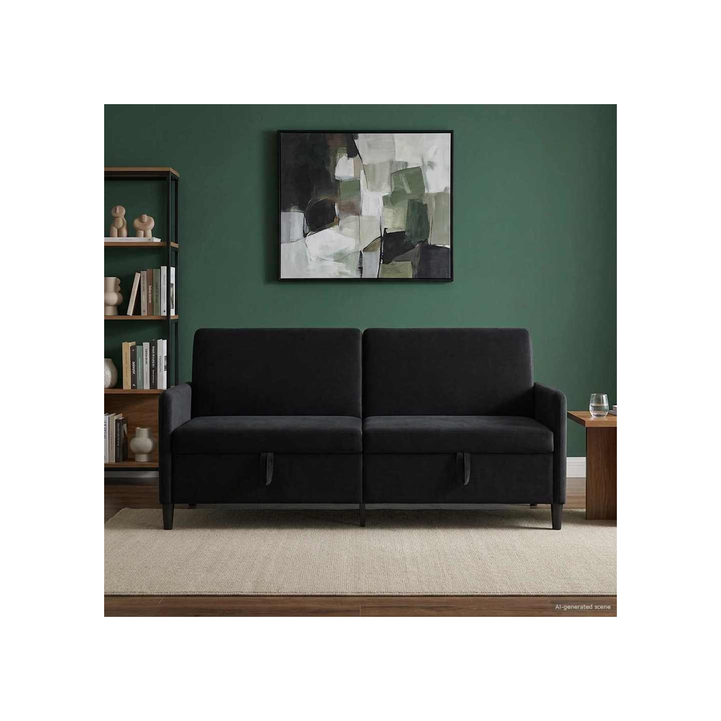 Sofa avec rangement 3 place Noir 192 x 78 x 87 cm Polyester