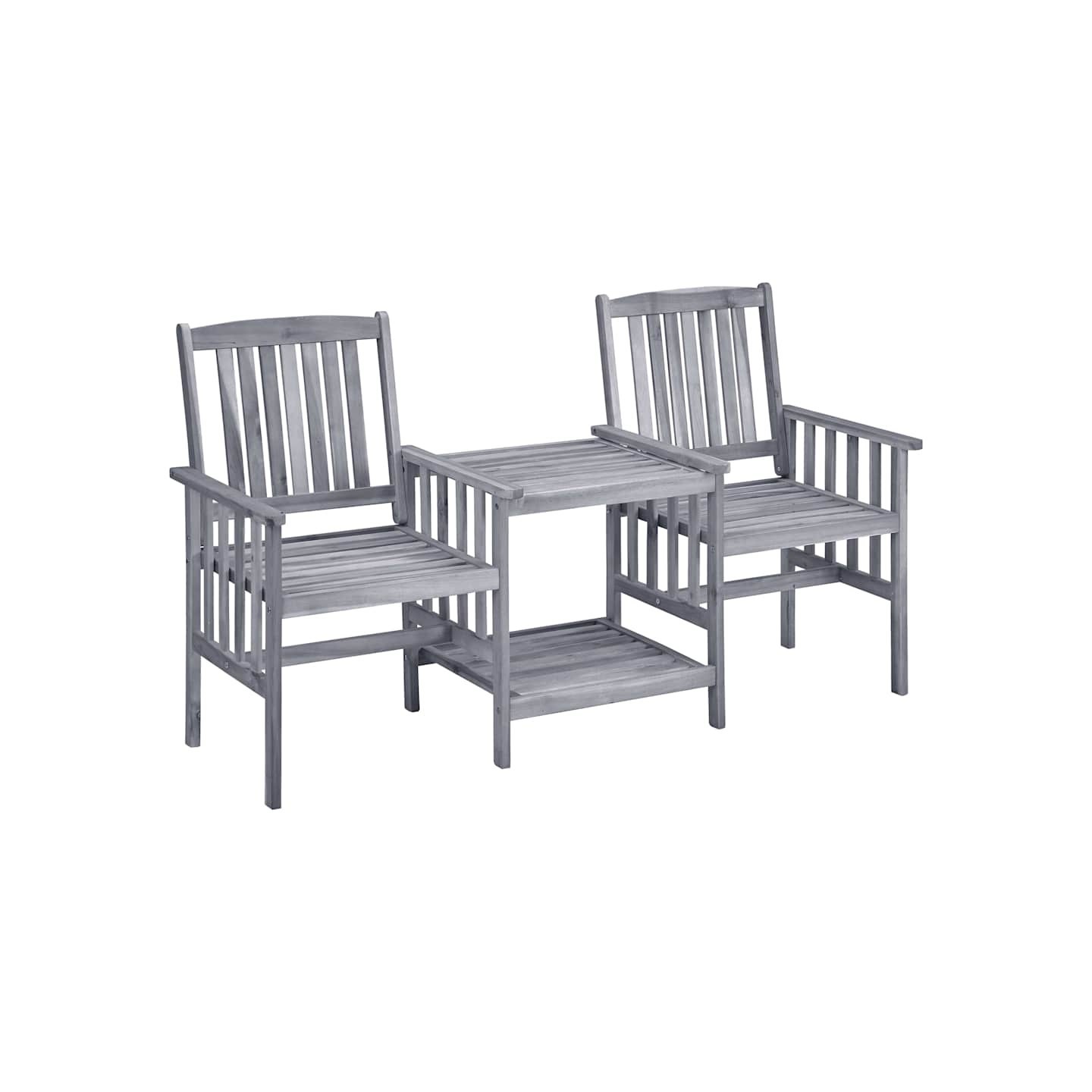 Chaises de jardin avec table à thé 159x61x92 cm bois d'acacia