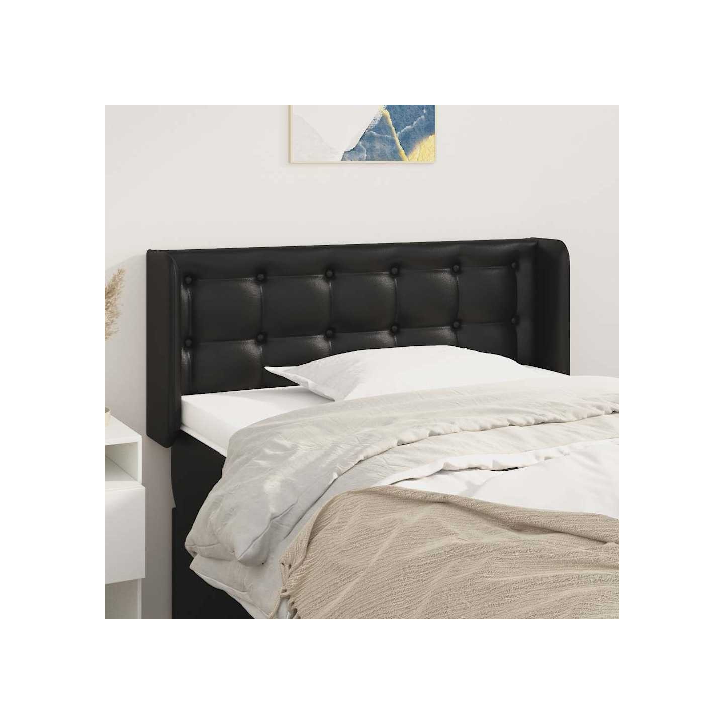 Tête de lit avec oreilles Noir 103x16x78/88 cm Similicuir