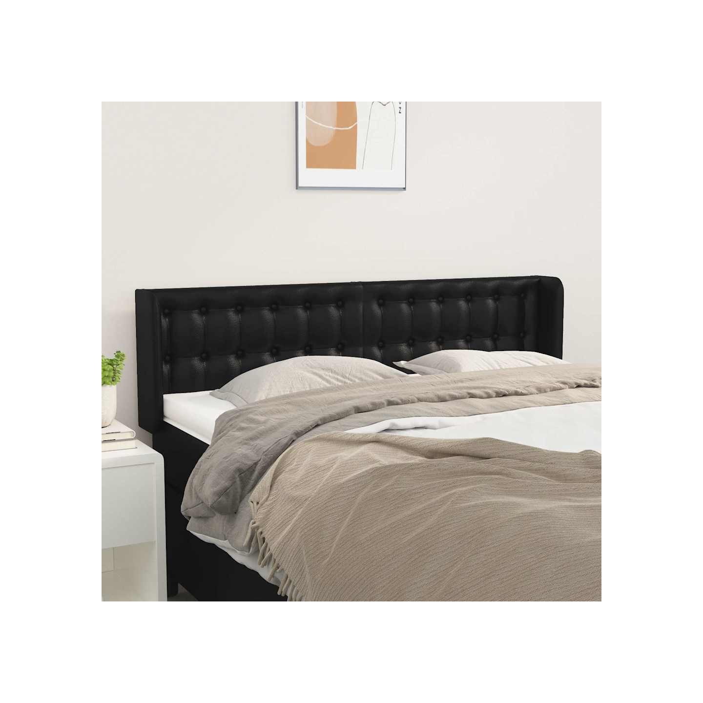 Tête de lit avec oreilles Noir 147x16x78/88 cm Similicuir