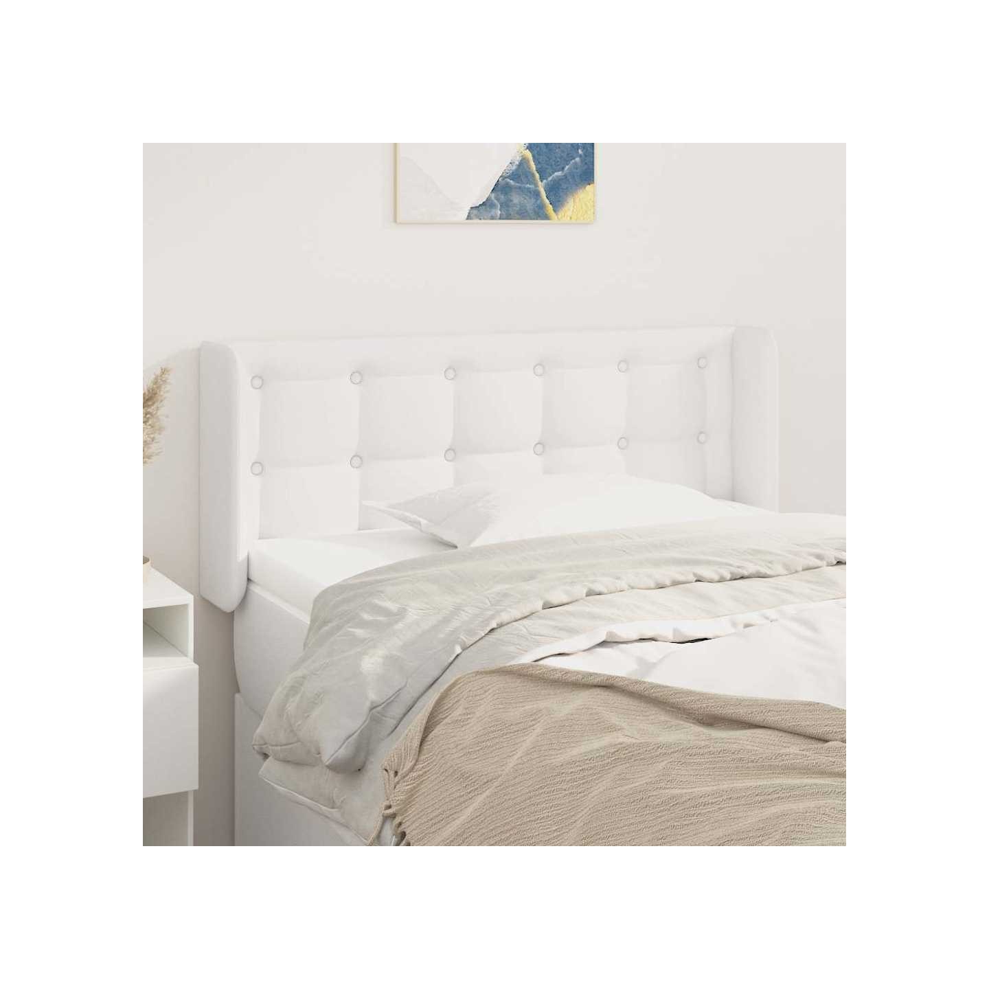 Tête de lit avec oreilles Blanc 83x16x78/88 cm Similicuir
