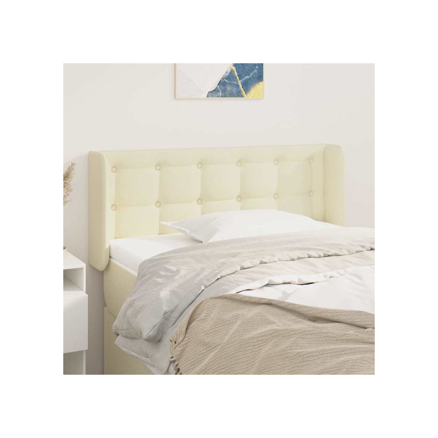 Tête de lit avec oreilles Crème 93x16x78/88 cm Similicuir