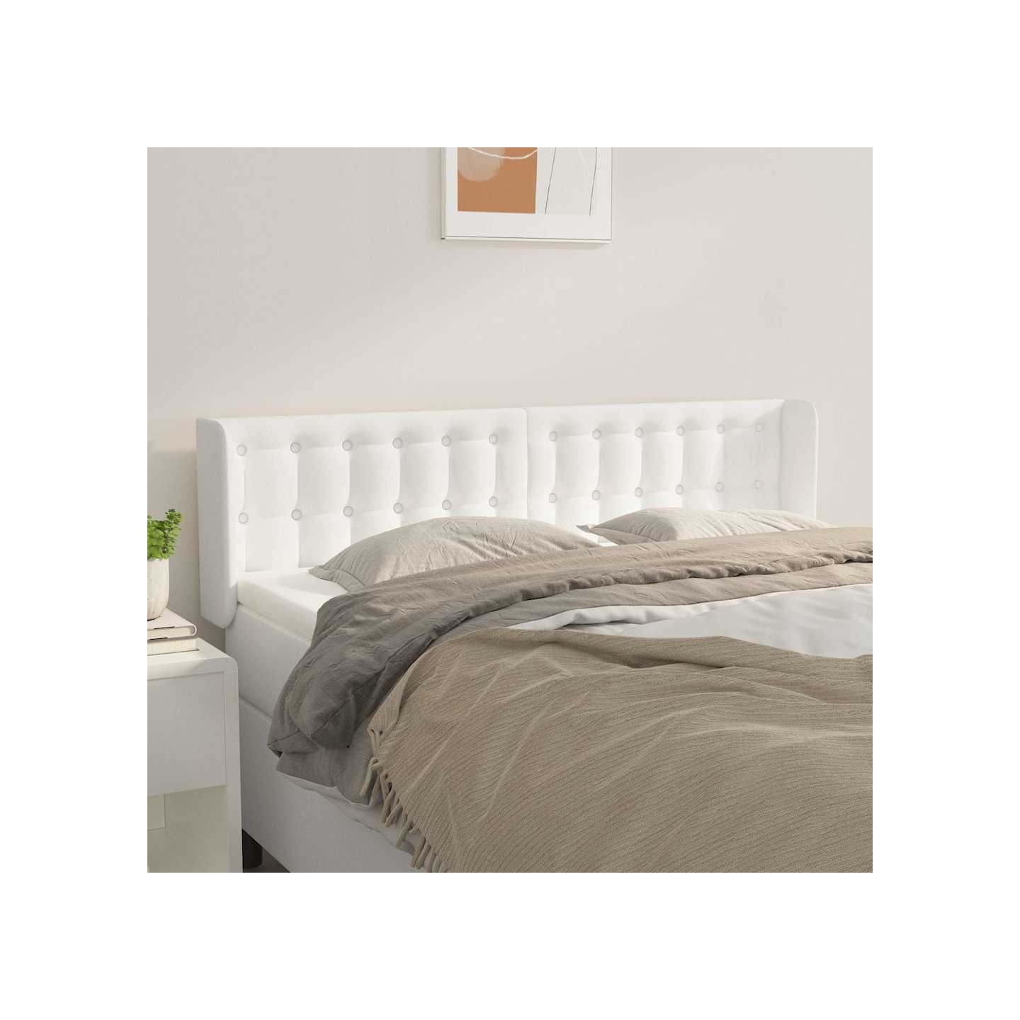 Tête de lit avec oreilles Blanc 147x16x78/88 cm Similicuir