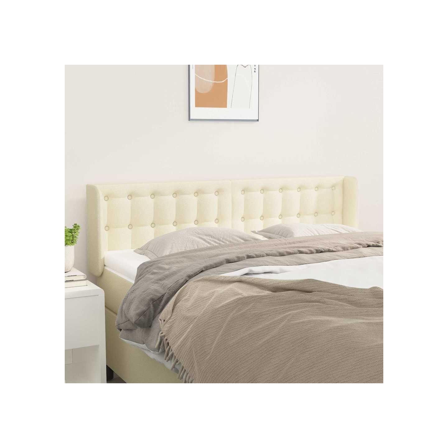 Tête de lit avec oreilles Crème 147x16x78/88 cm Similicuir
