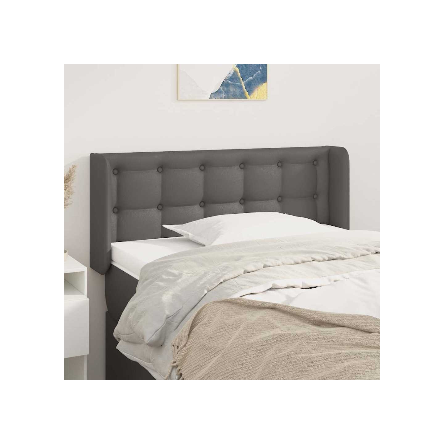 Tête de lit avec oreilles Gris 93x16x78/88 cm Similicuir