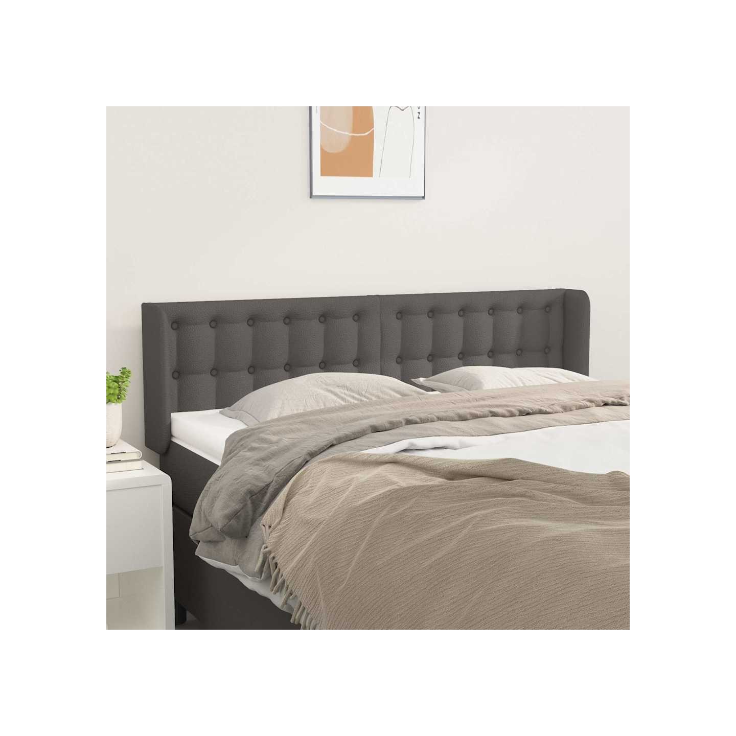 Tête de lit avec oreilles Gris 147x16x78/88 cm Similicuir
