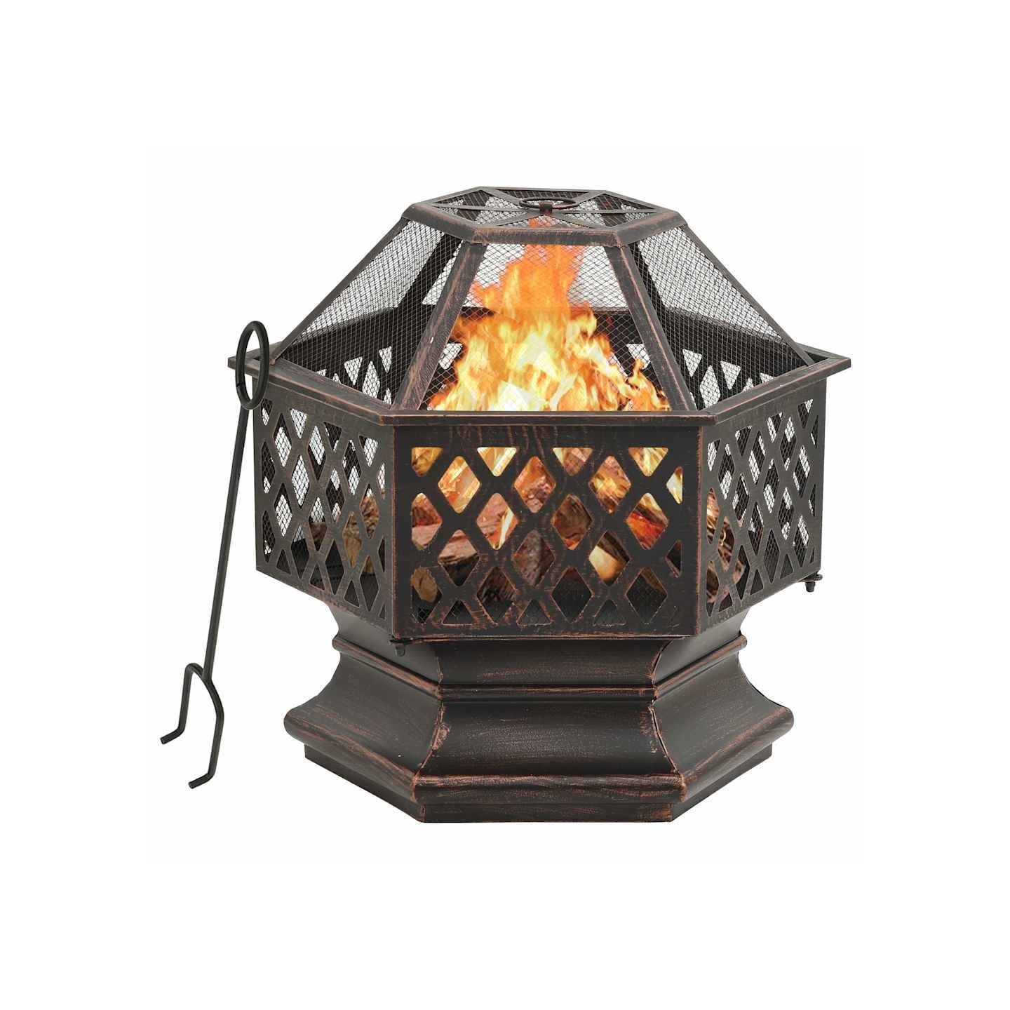 Foyer rustique avec tisonnier 62x54x56 cm XXL Acier