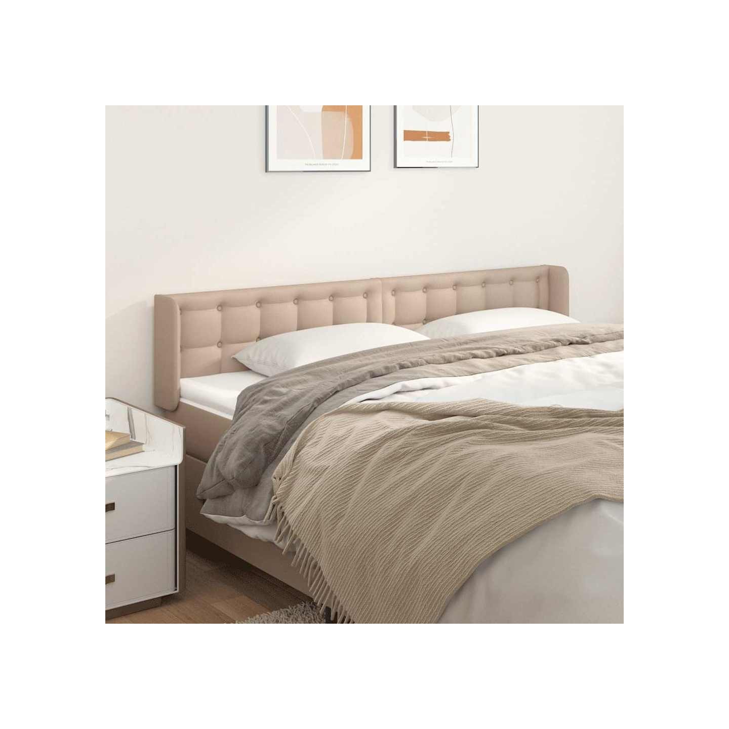 Tête de lit avec oreilles Cappuccino 203x16x78/88 cm Similicuir