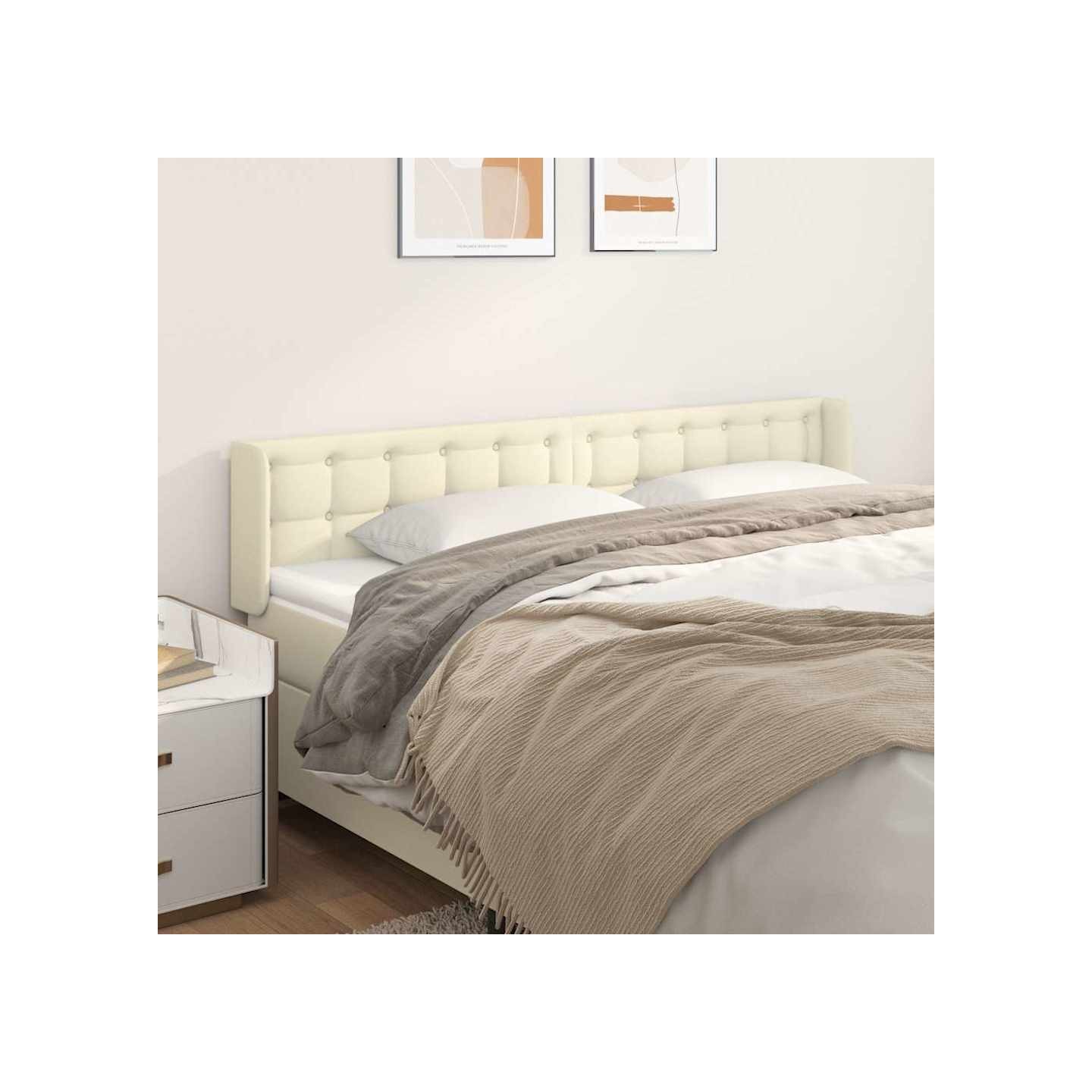 Tête de lit avec oreilles Crème 163x16x78/88 cm Similicuir