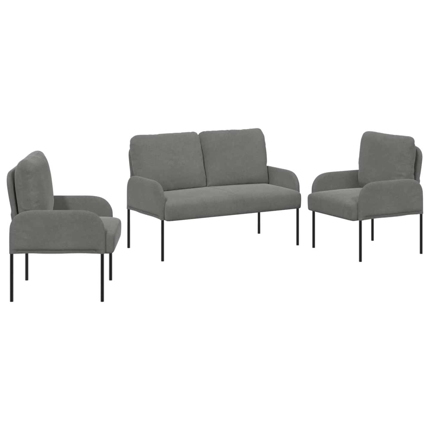 Ensembles de canapés 3 pc Gris foncé 115 x 56 x 80 cm Velours