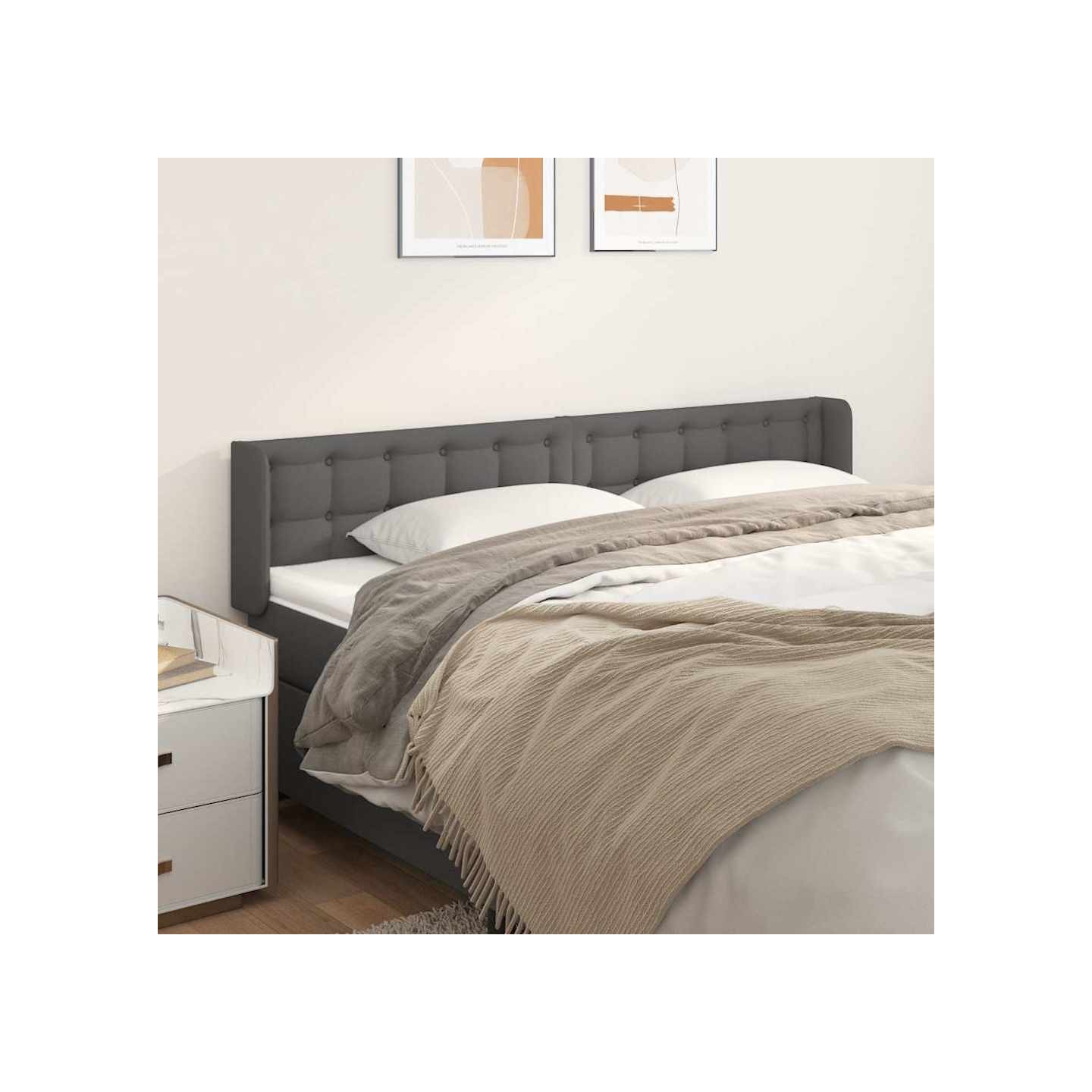 Tête de lit avec oreilles Gris 163x16x78/88 cm Similicuir