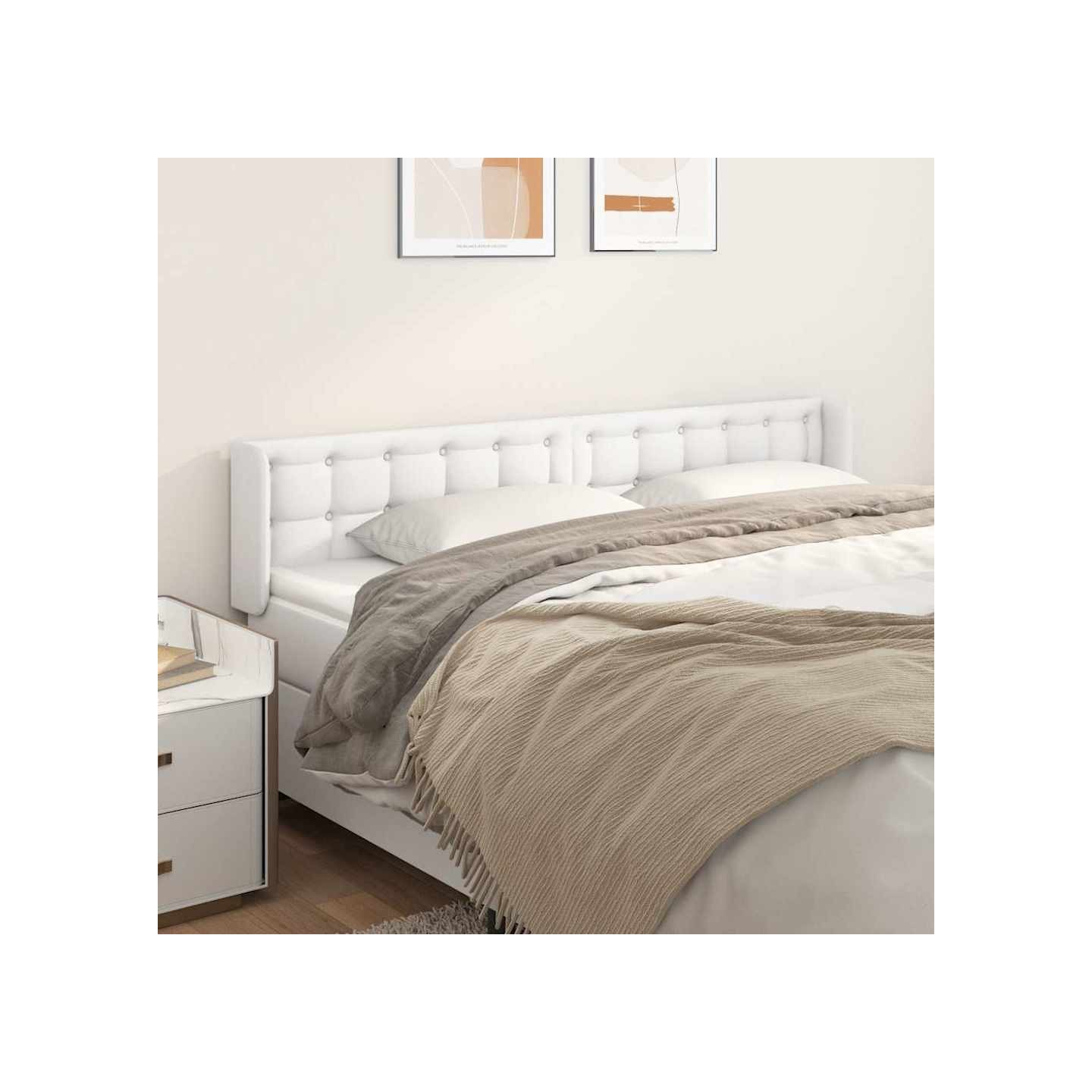 Tête de lit avec oreilles Blanc 183x16x78/88 cm Similicuir
