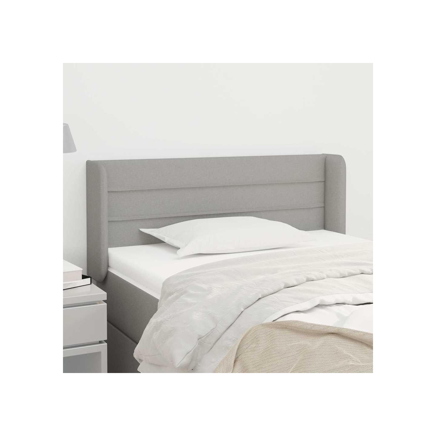 Tête de lit avec oreilles Gris clair 93x16x78/88 cm Tissu