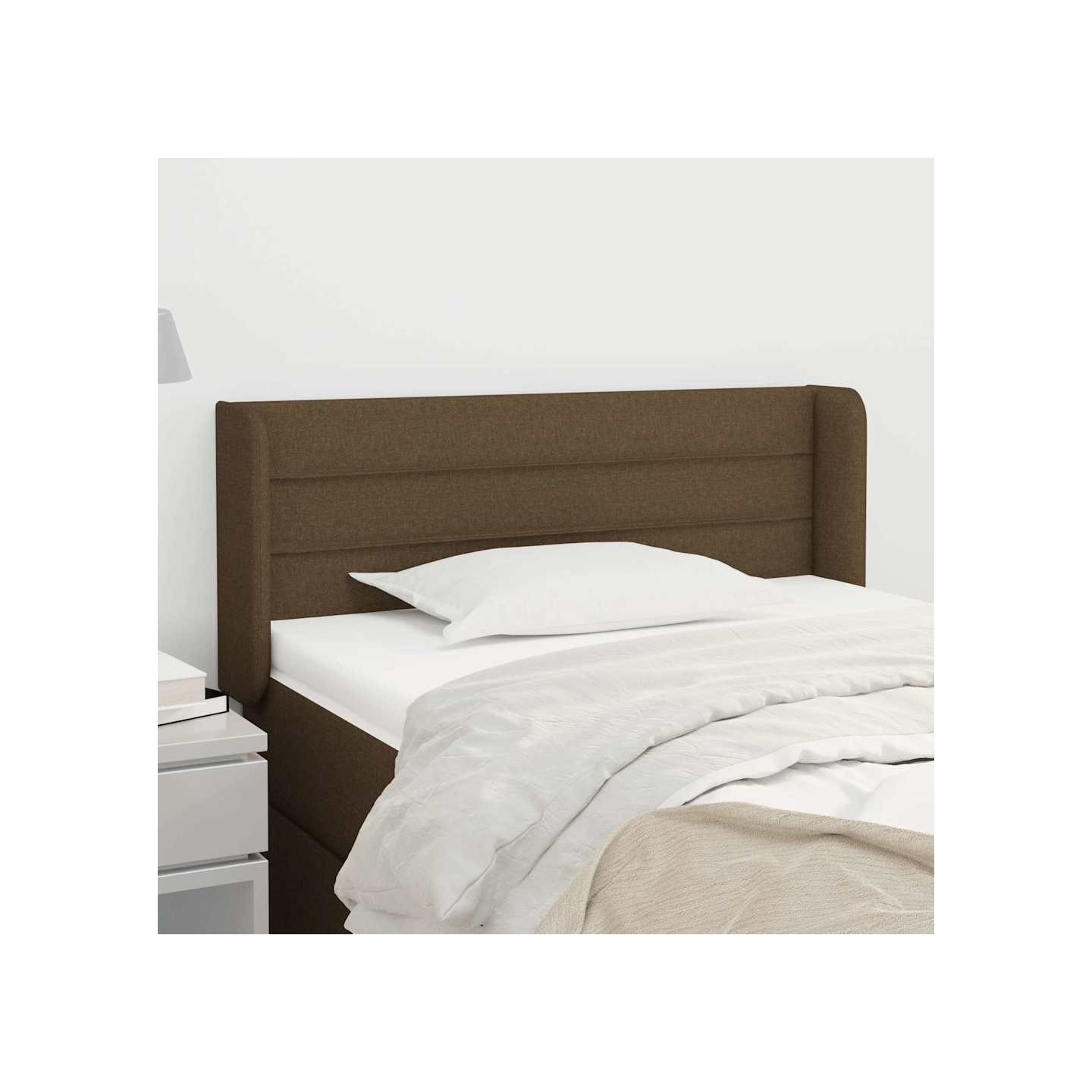 Tête de lit avec oreilles Marron Foncé 103x16x78/88 cm Tissu