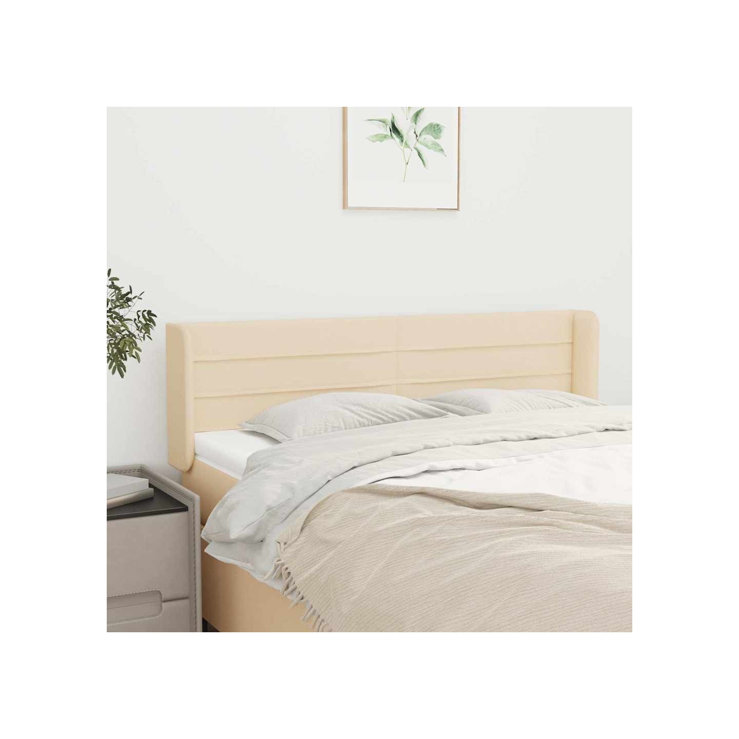 Tête de lit avec oreilles Crème 147x16x78/88 cm Tissu