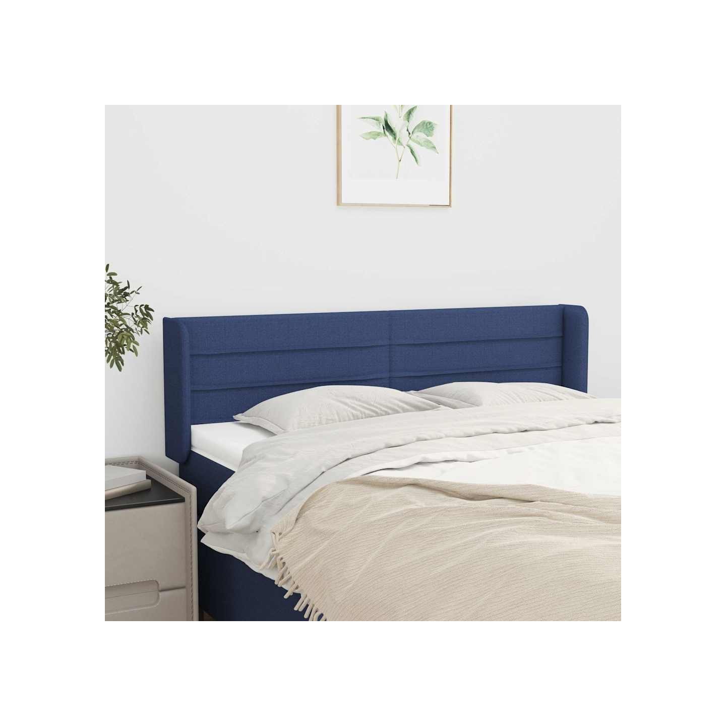 Tête de lit avec oreilles Bleu 147x16x78/88 cm Tissu