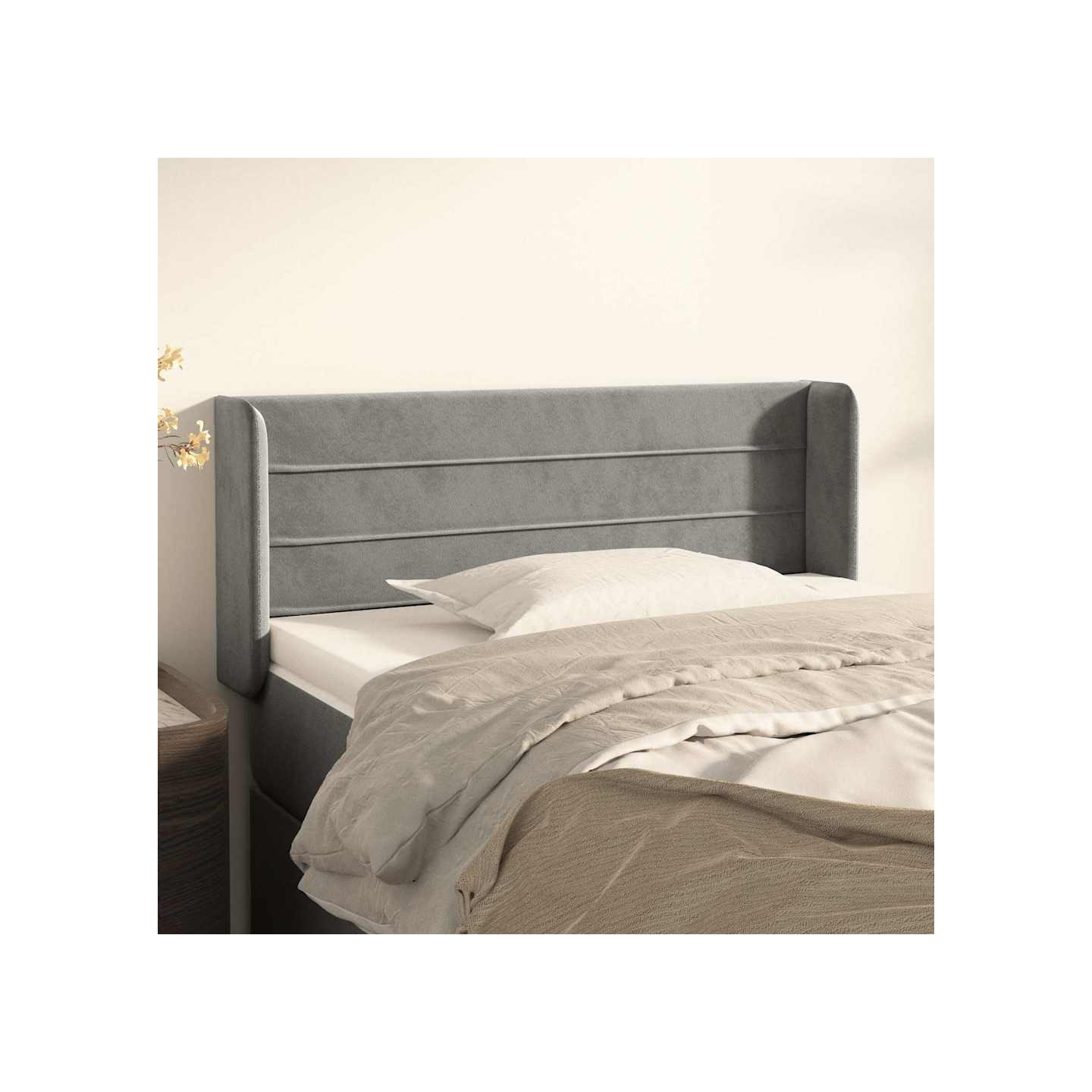 Tête de lit avec oreilles Gris clair 93x16x78/88 cm Velours