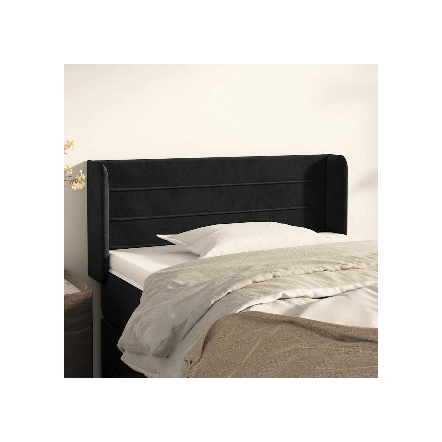 Tête de lit avec oreilles Noir 93x16x78/88 cm Velours