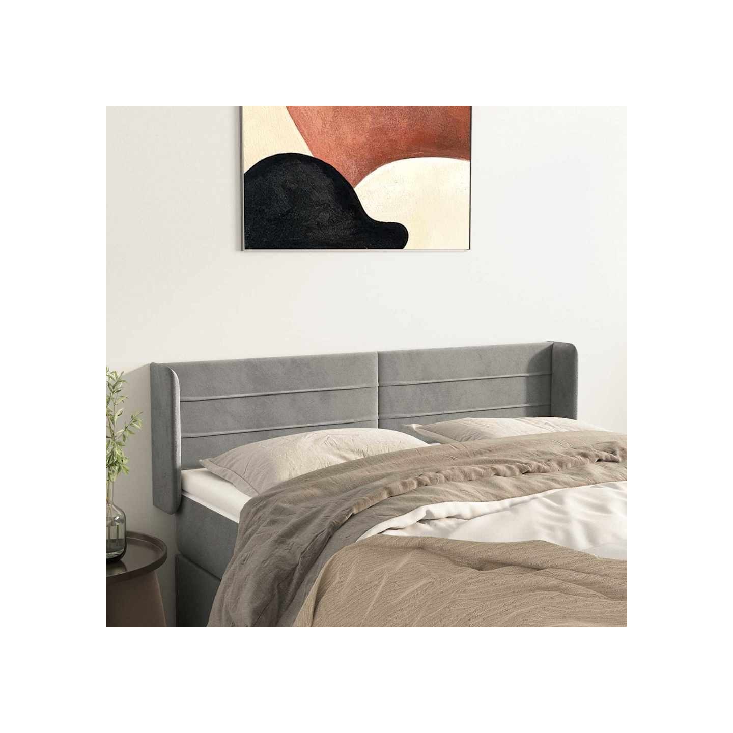 Tête de lit avec oreilles Gris clair 147x16x78/88 cm Velours