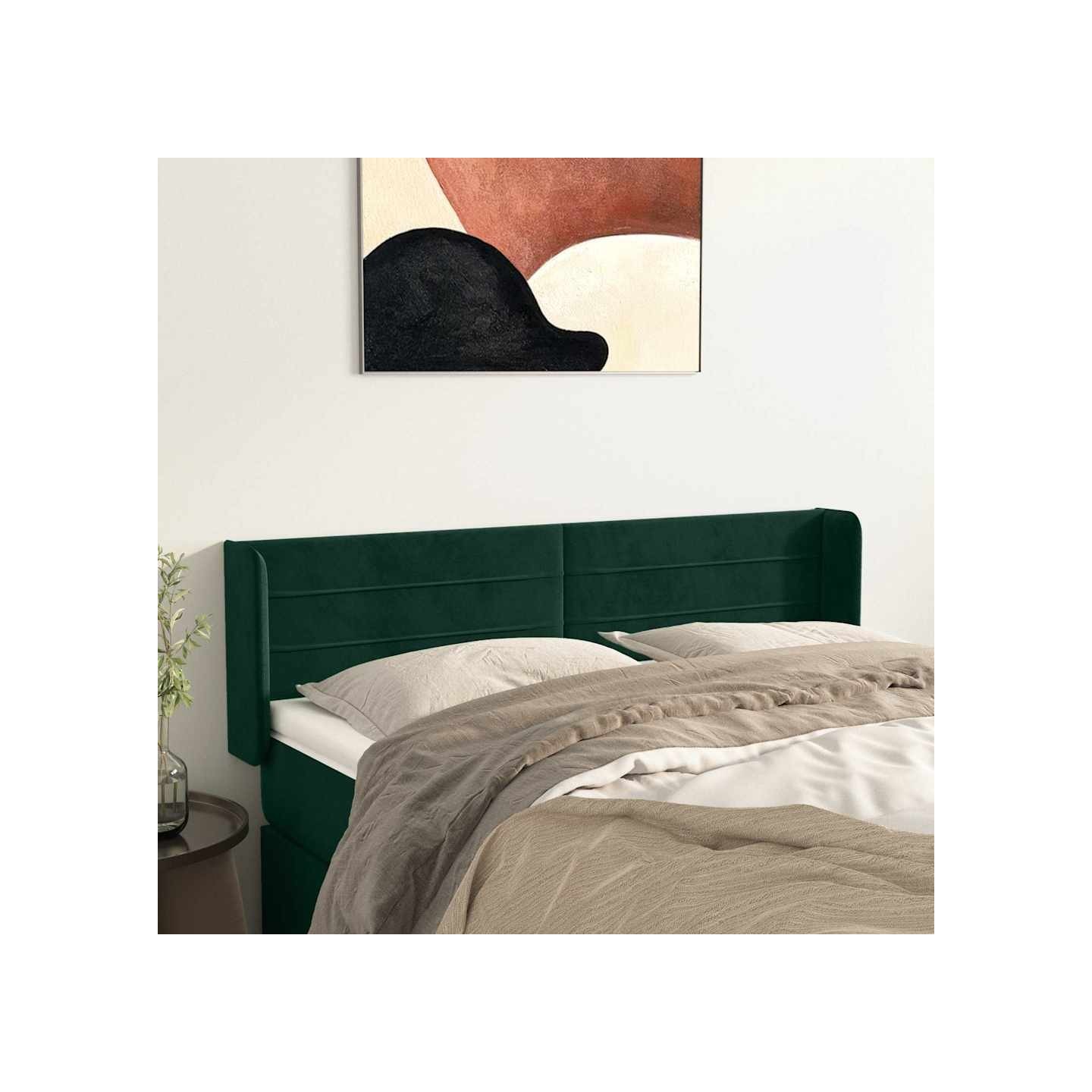 Tête de lit avec oreilles Vert foncé 147x16x78/88 cm Velours