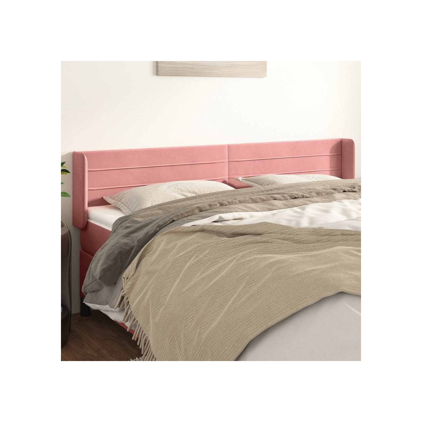 Tête de lit avec oreilles Rose 183x16x78/88 cm Velours