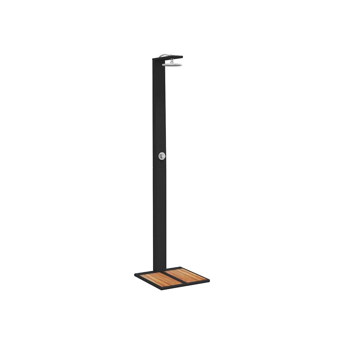 Douche d'extérieur noir 50x55x224 cm résine tressée bois acacia